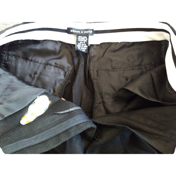 Deane & White 100% Linen‎ Pants Black Cropped Embroidered Flip Flops Womens 8 - Picture 5 of 16